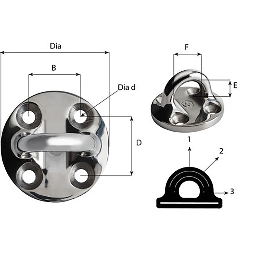 Wichard Round Pad Eye - 57mm Diameter (2-1/4") - Fixed [6635]